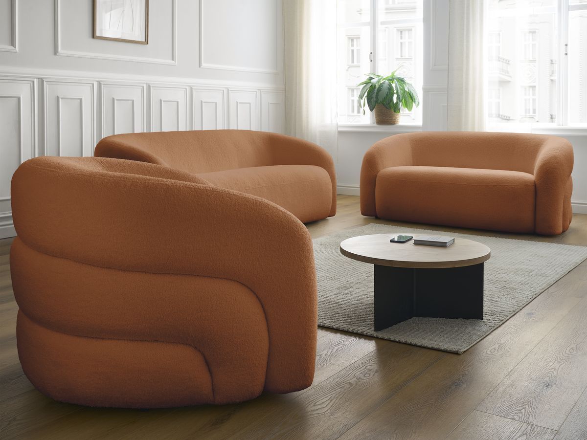 Bobochic Elina Sofa 6-Sitzer Bouclé-Stoff Orange