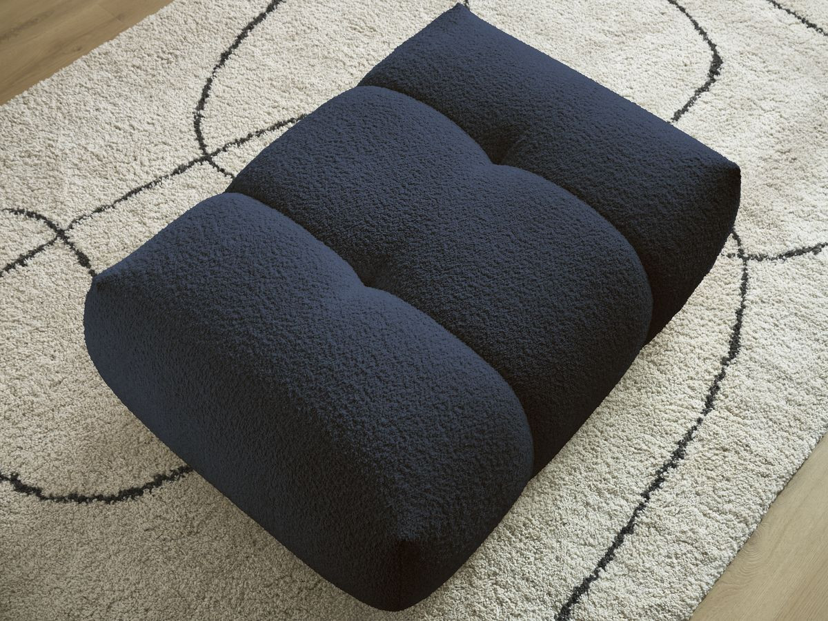 Bobochic Fuji Pouf Bouclé-Stoff Dunkelblau