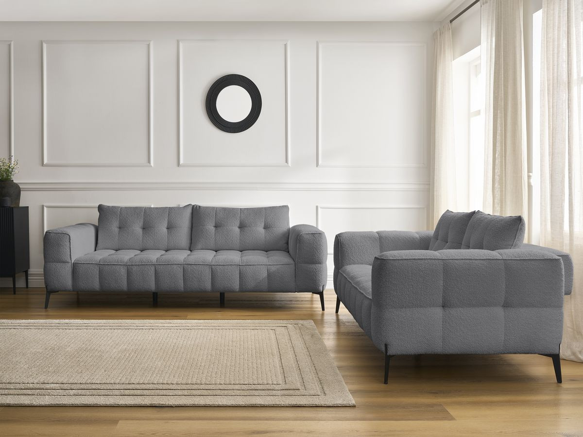 Bobochic Anis Sofa 5-Sitzer Bouclé-Stoff Dunkelgrau
