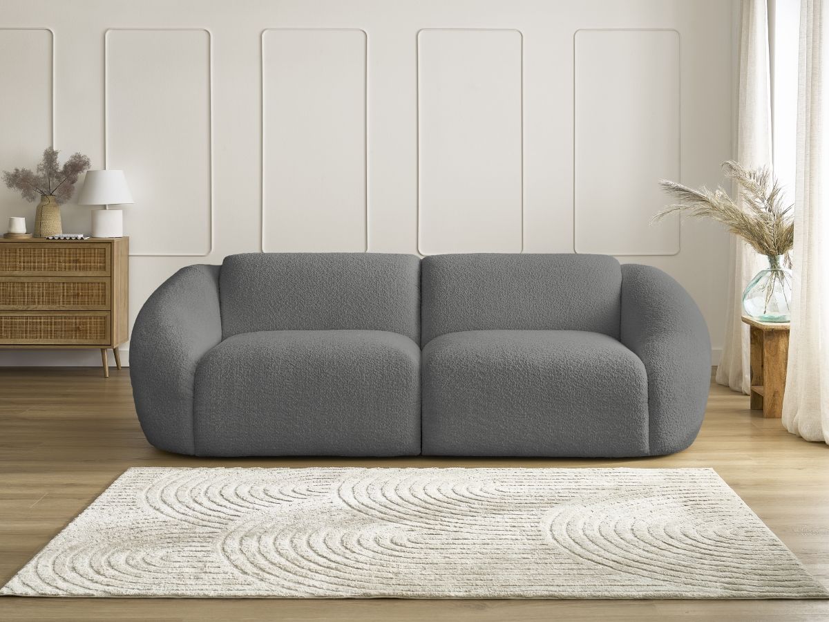 Bobochic Tina Sofa 3-Sitzer Bouclé-Stoff Dunkelgrau
