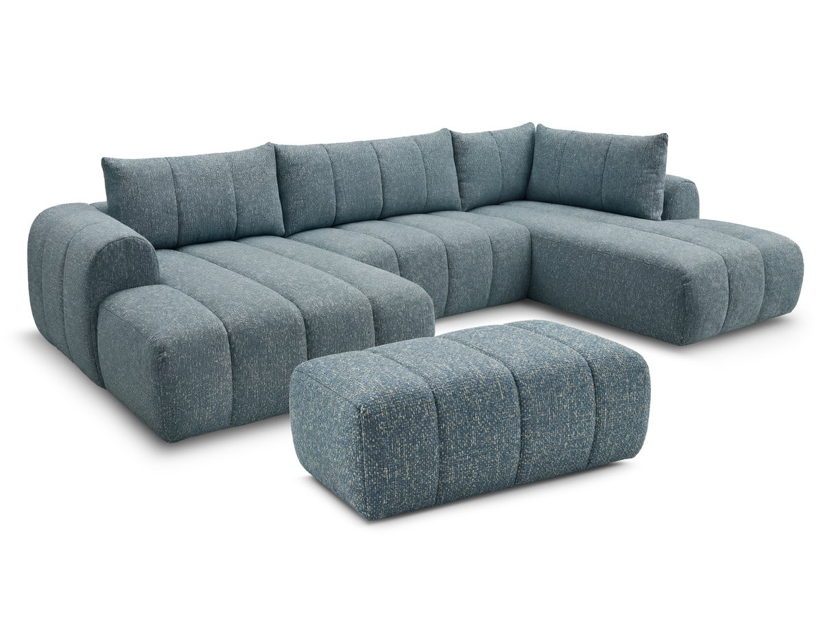 Bobochic Nesty Wohnlandschaft mit Pouf Melange-Stoff Blau Ecke links