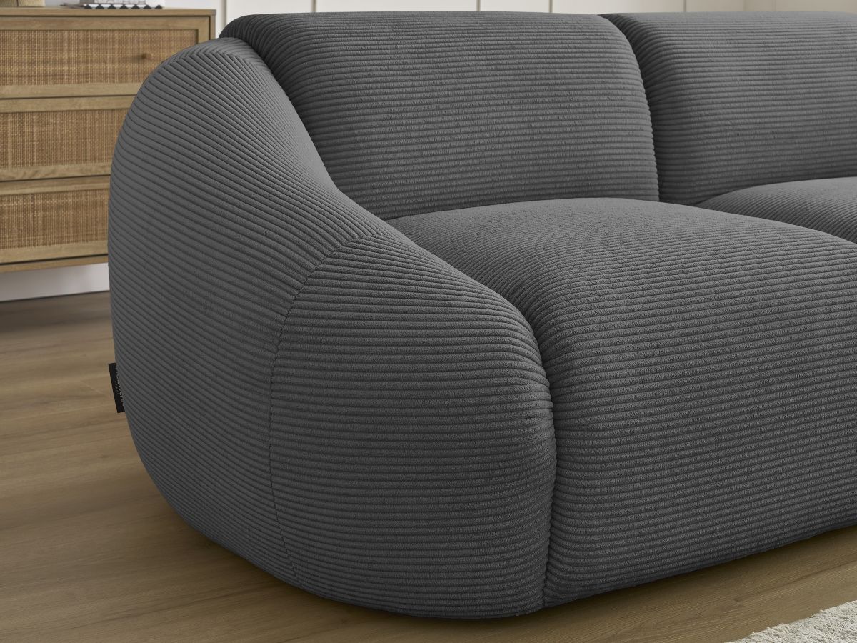 Bobochic Tina Sofa 2-Sitzer Cordsamt Dunkelgrau