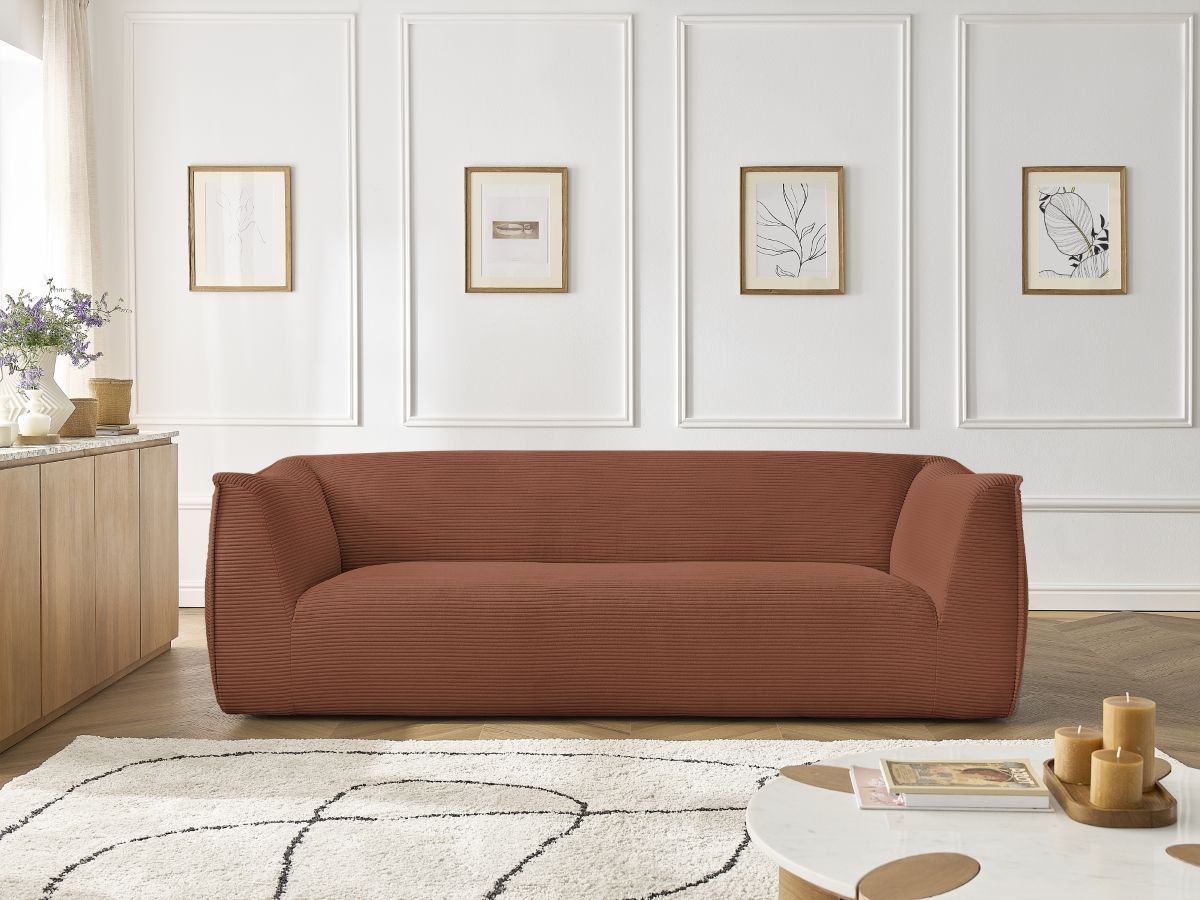 Bobochic Giorgia Sofa 3-Sitzer Cordsamt Orange