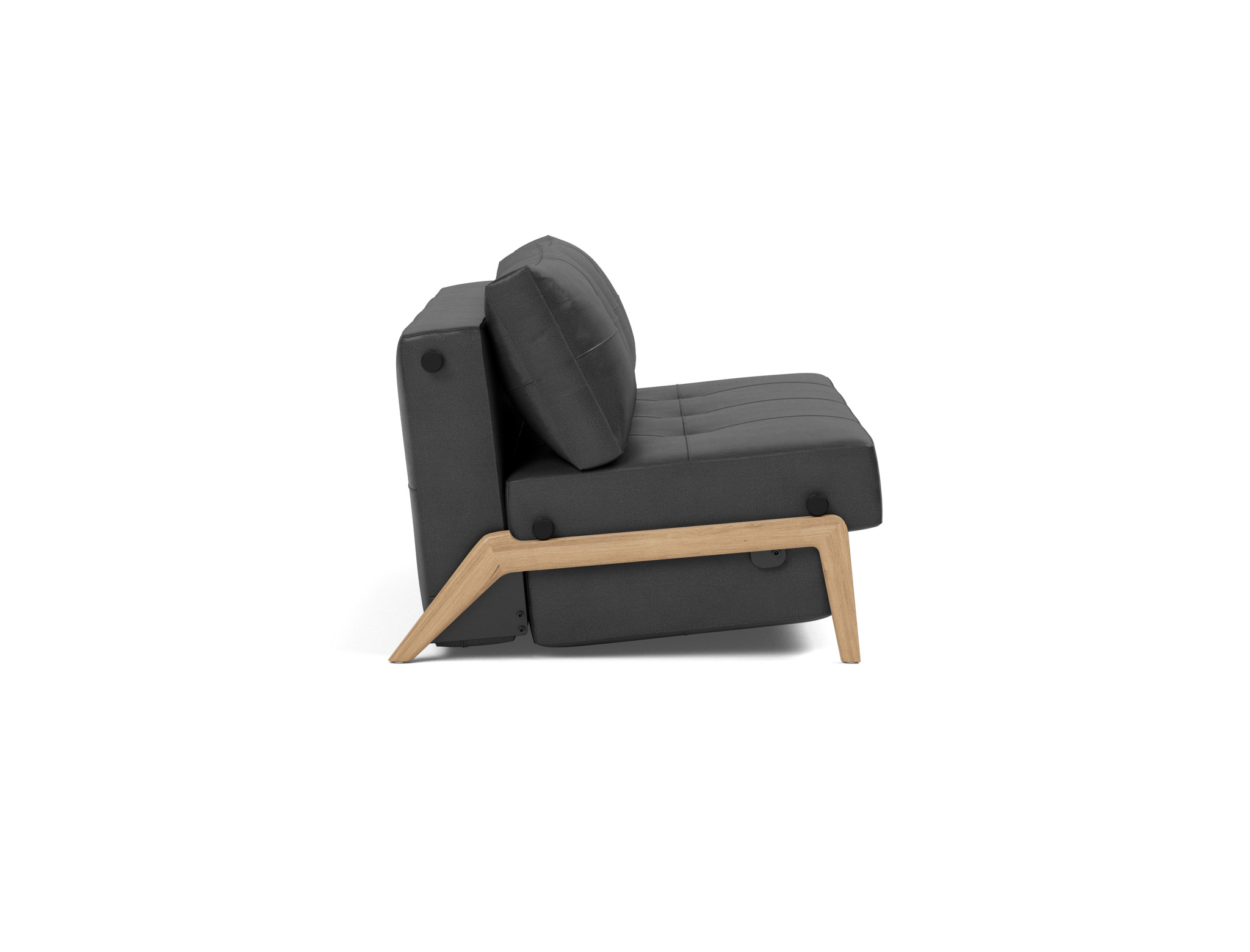 Schlafsofa Cubed 140 Lederoptik Faunal 550-Black Beine Eiche