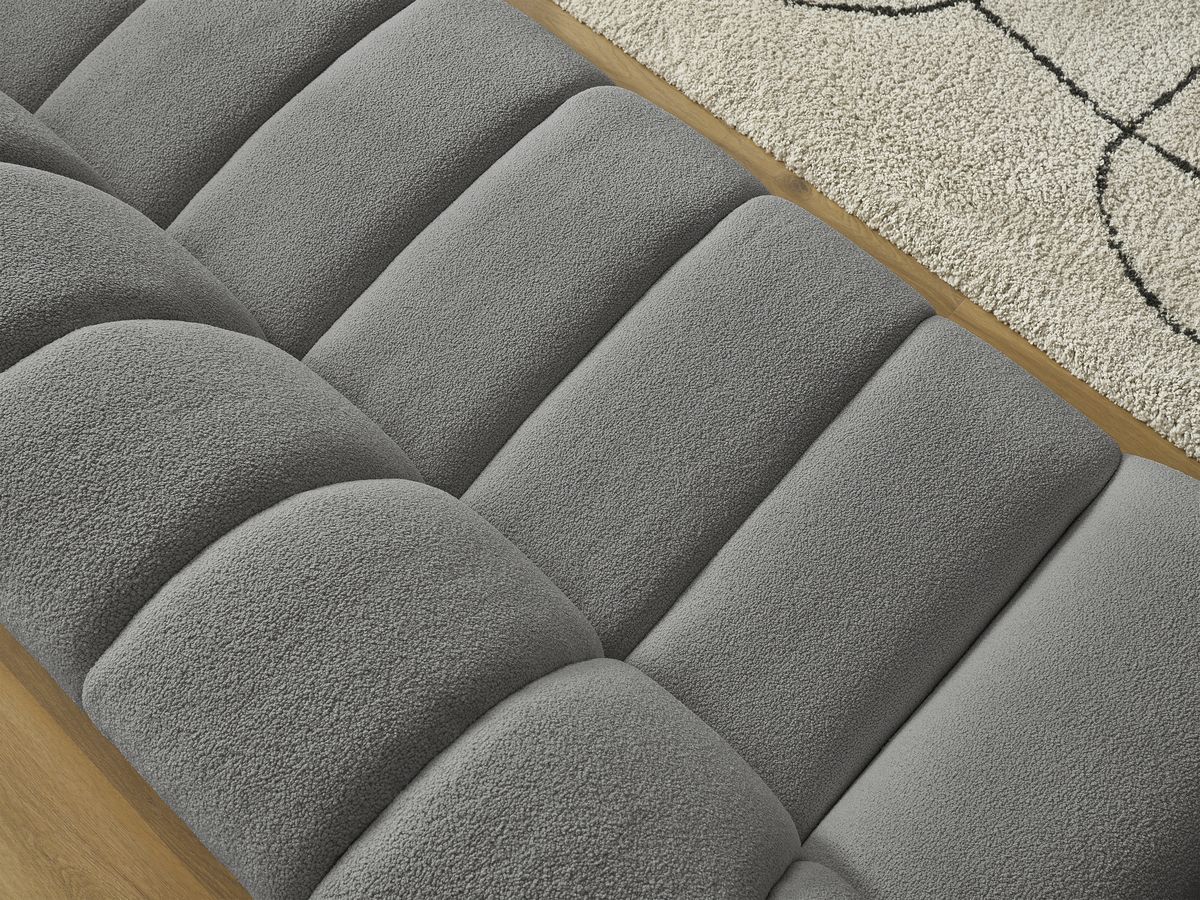 Bobochic Hayden Sofa 3-Sitzer Bouclé-Stoff Dunkelgrau