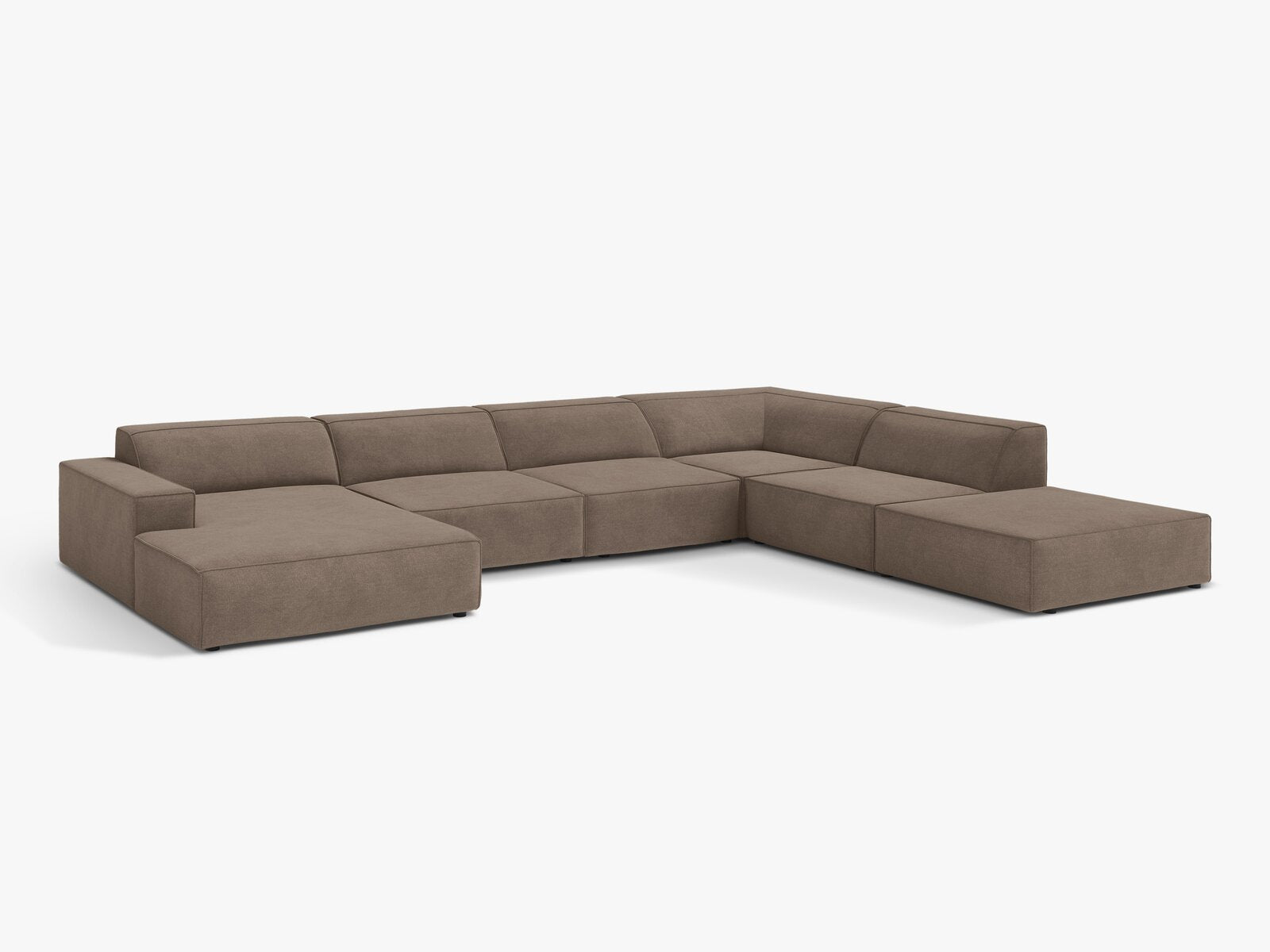 Micadoni Panorama-Ecksofa Jodie 7-Sitzer Rechts Strukturierter Stoff Liberty Cappuccino