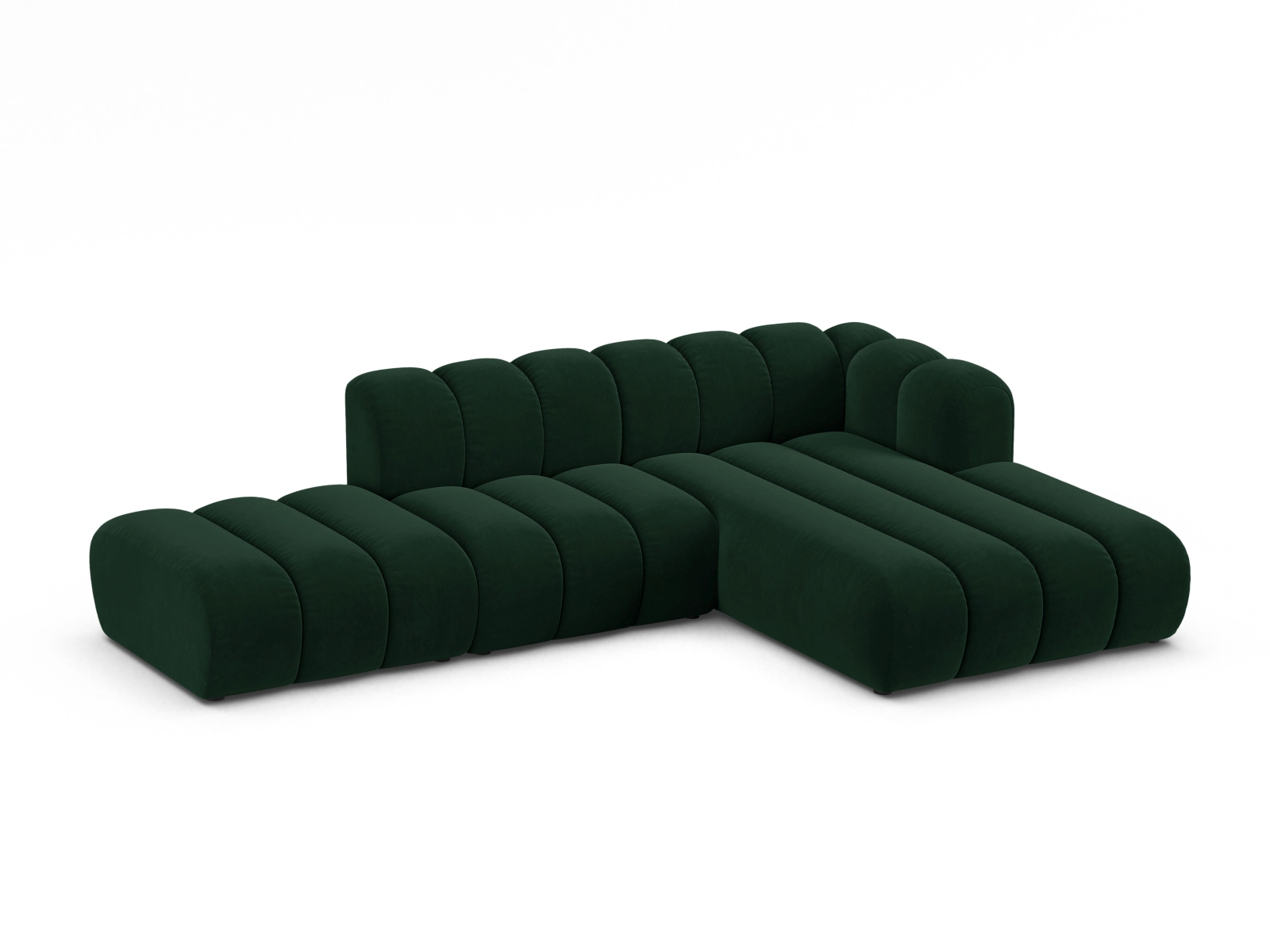 Micadoni Modulares Ecksofa offen Lupine 5-Sitzer Rechts Samt Salvador Flaschengrün
