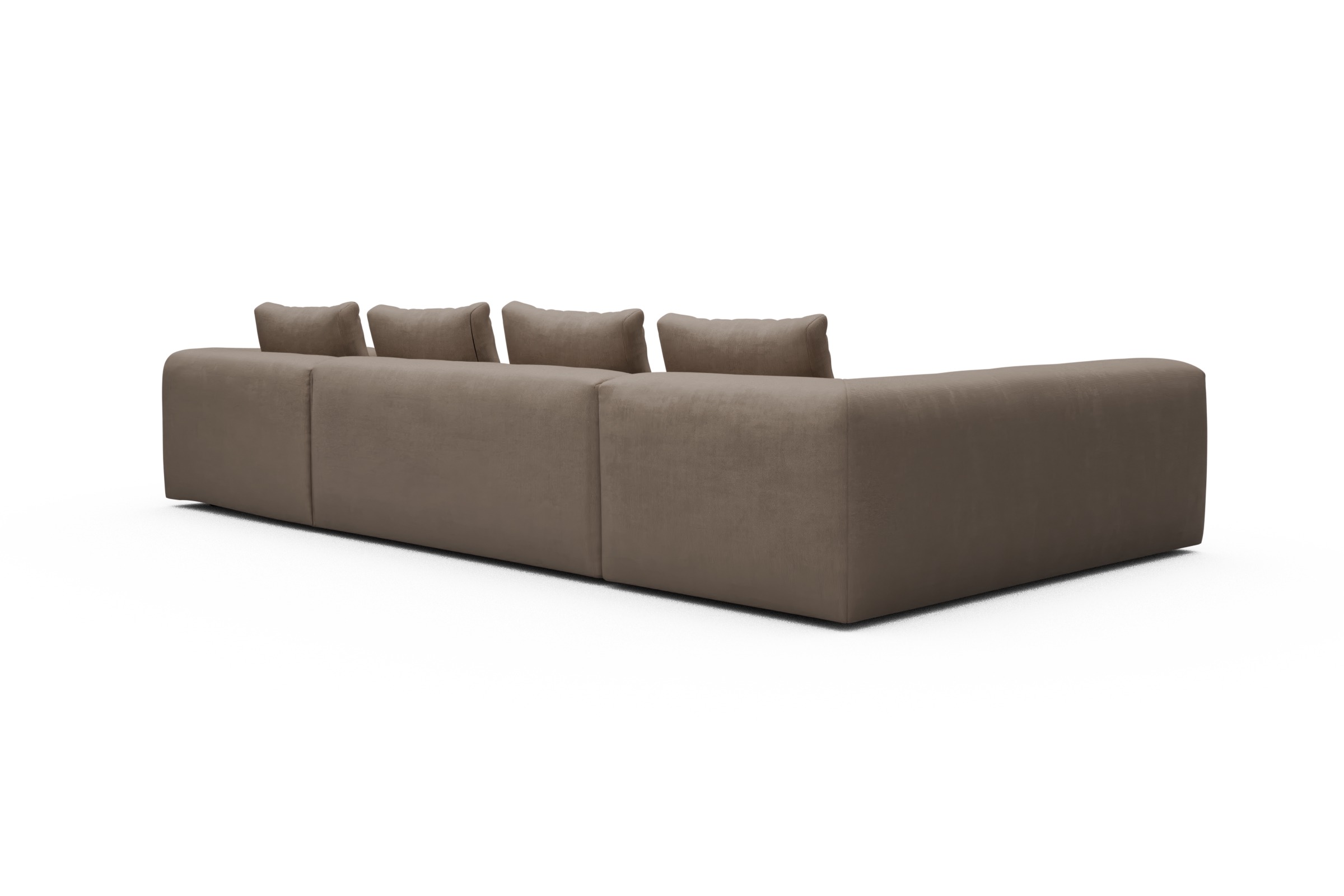 Wohnlandschaft Fred Chaiselongue rechts mit 2-Sitzer und lange Armlehne links Cordufine-Biege
