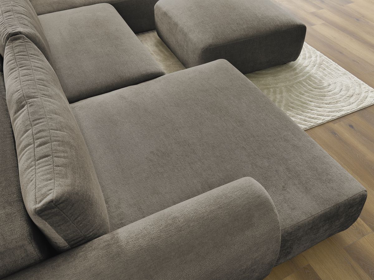 Bobochic Lucien Wohnlandschaft mit Pouf Stoff Taupe Ecke links