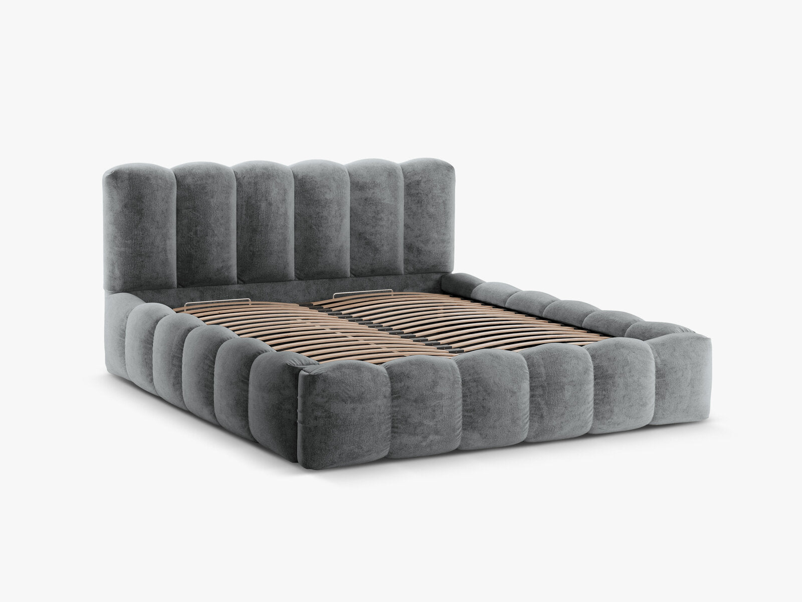 Micadoni Stauraumbett mit Kopfteil Lupine Chenille Loris Platinum