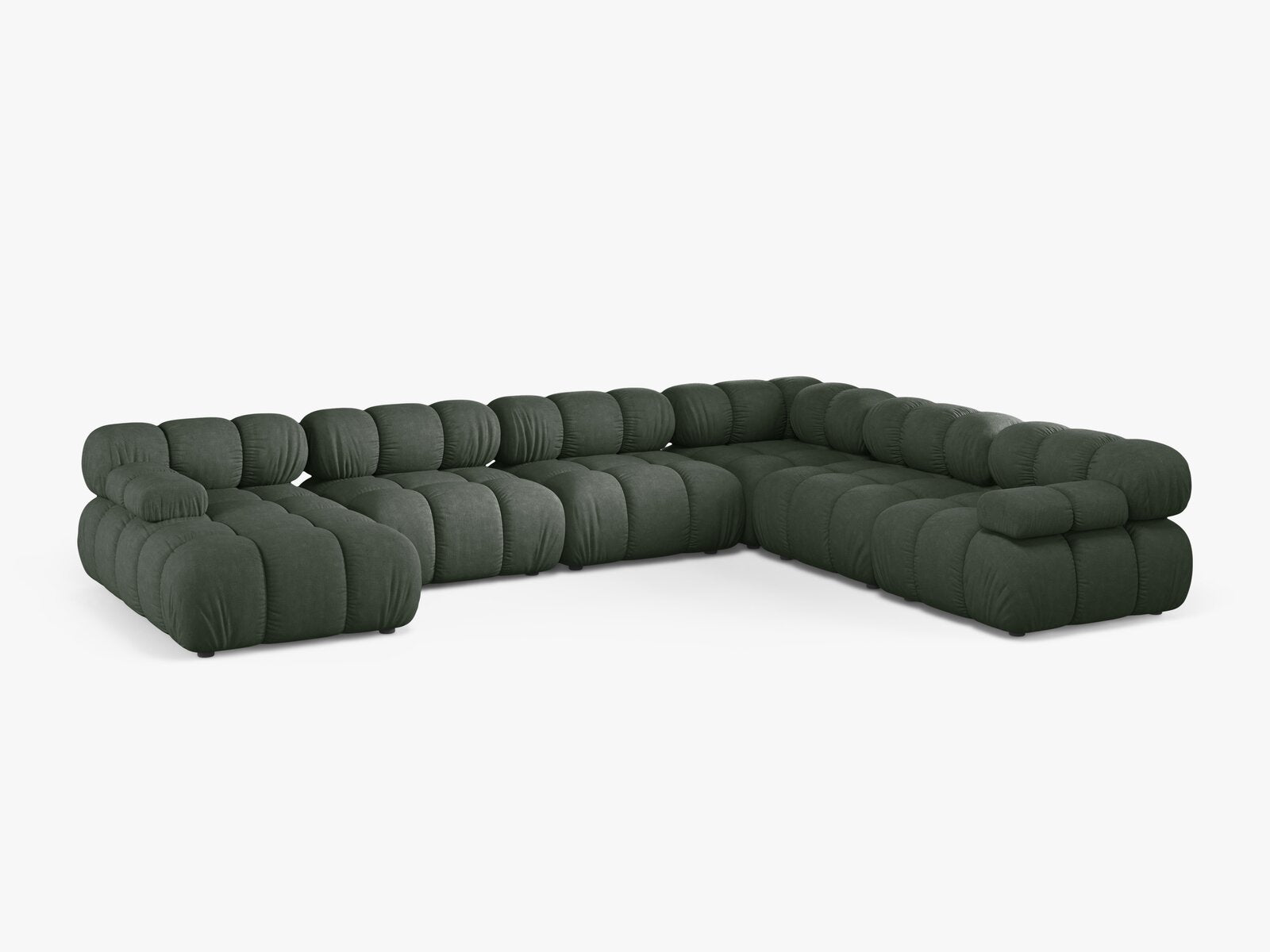 Micadoni Modulares Panorama Ecksofa Bellis 8-Sitzer Rechts Strukturierter Stoff Liberty Moßgrün