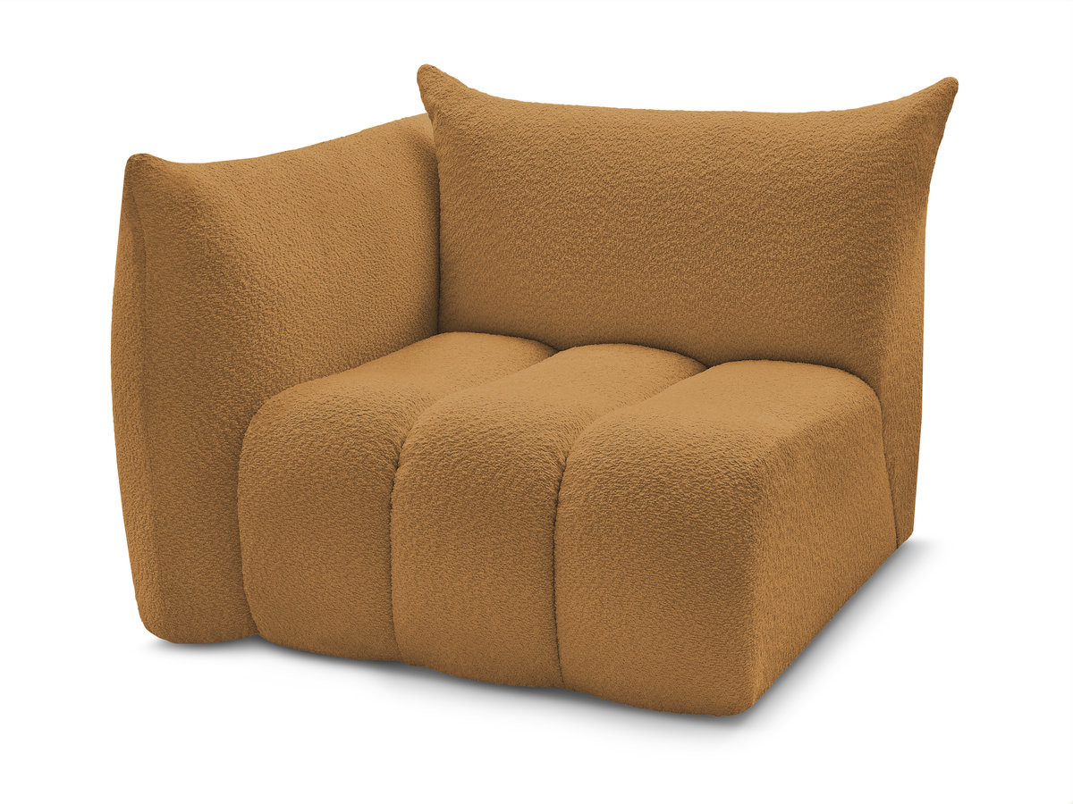 Bobochic Azra Sofamodul 1-Sitzer 117 × 112 cm Bouclé-Stoff Gelb Ecke links