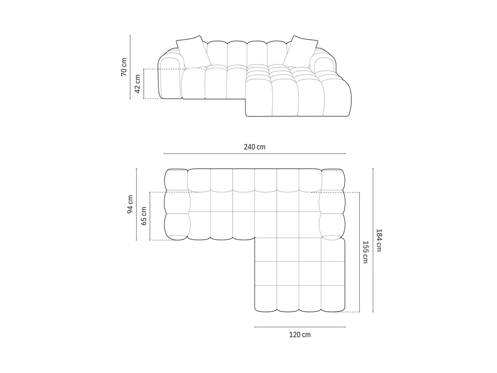 Cosmopolitan Design Ecksofa Treno 3-Sitzer Chenille Eden Ziegel Rechts