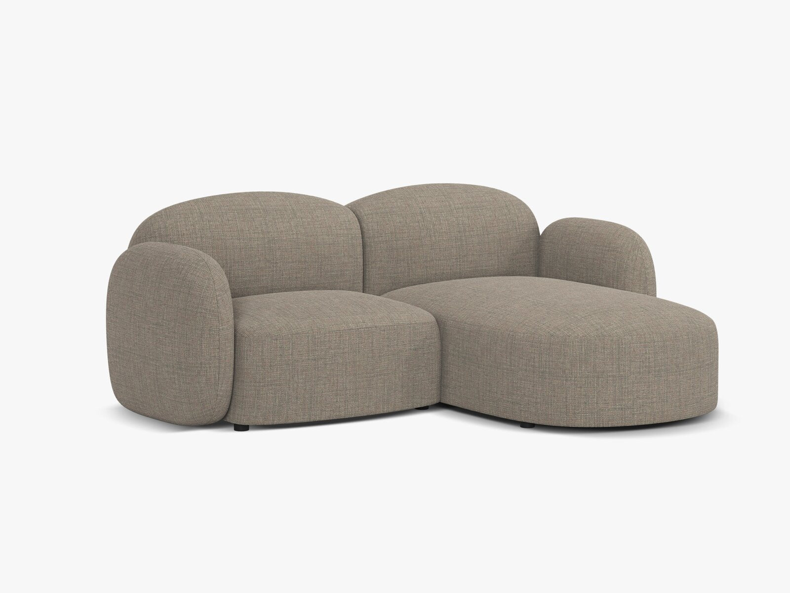 Micadoni Ecksofa Blair 3-Sitzer Rechts Strukturierter Stoff Baltimore Grau Braun Melange