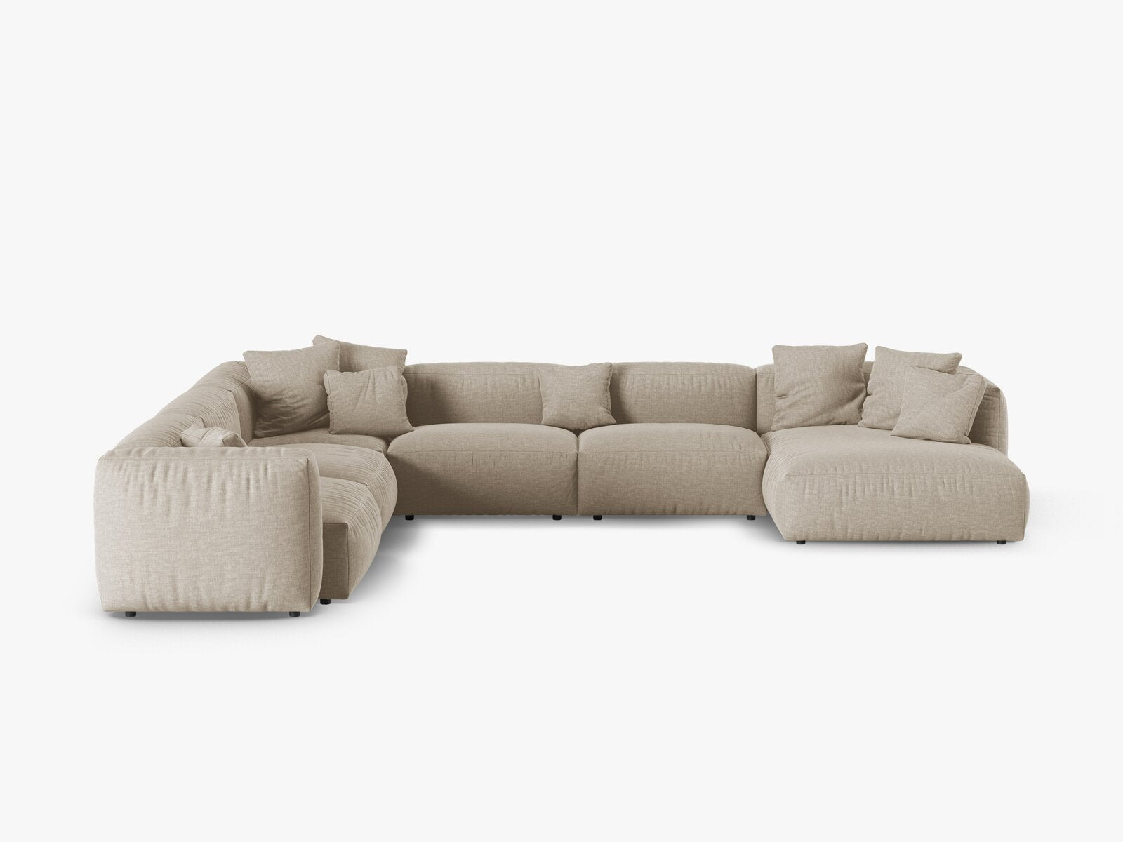 Micadoni modulares Ecksofa XL Martina 6-Sitzer 90cm Sitztiefe Links Strukturierter Stoff Boston Helles Beige