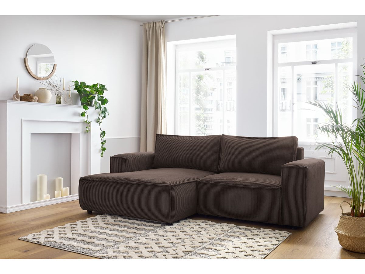 Bobochic Nihad Ecksofa Cordsamt Braun Ecke links
