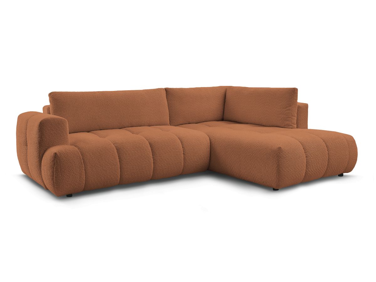 Bobochic Fuji Ecksofa mit Schlaffunktion und Bettkasten 282 × 204 cm Bouclé-Stoff Orange Ecke rechts