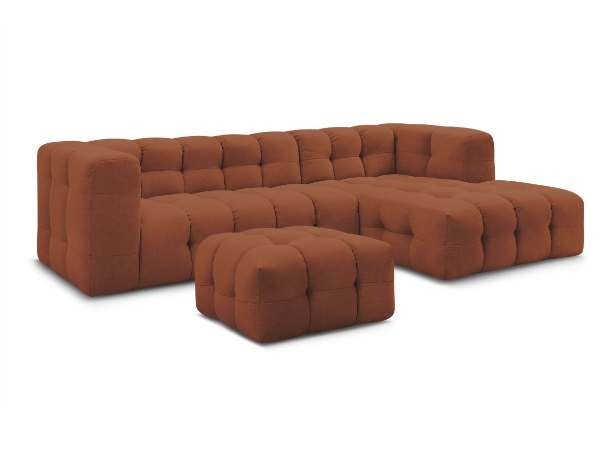 Bobochic Cloud Ecksofa mit Pouf 288 × 184 cm Stoff Orange Ecke rechts