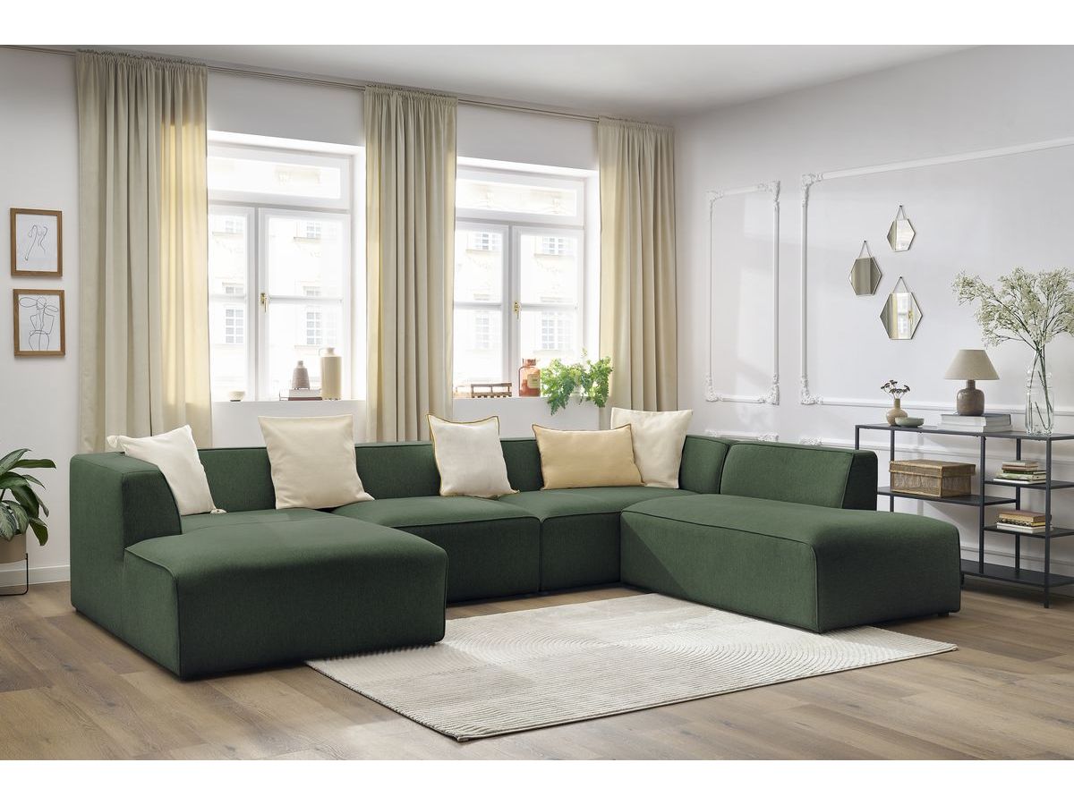 Bobochic Megeve Wohnlandschaft Melange-Stoff Grün Ecke links