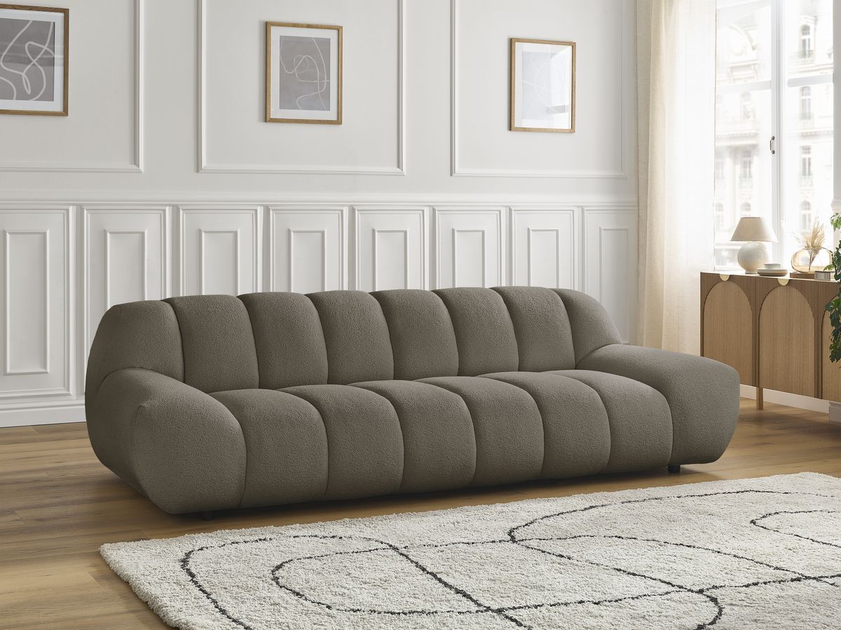Bobochic Hayden Sofa 3-Sitzer Bouclé-Stoff Braun