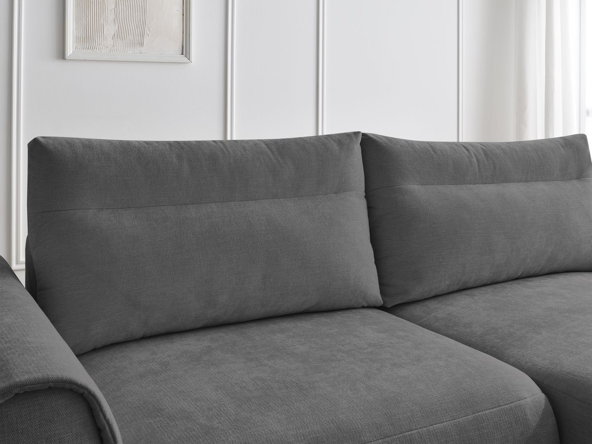 Bobochic Aden Ecksofa 246 × 152 cm Stoff Dunkelgrau Ecke rechts