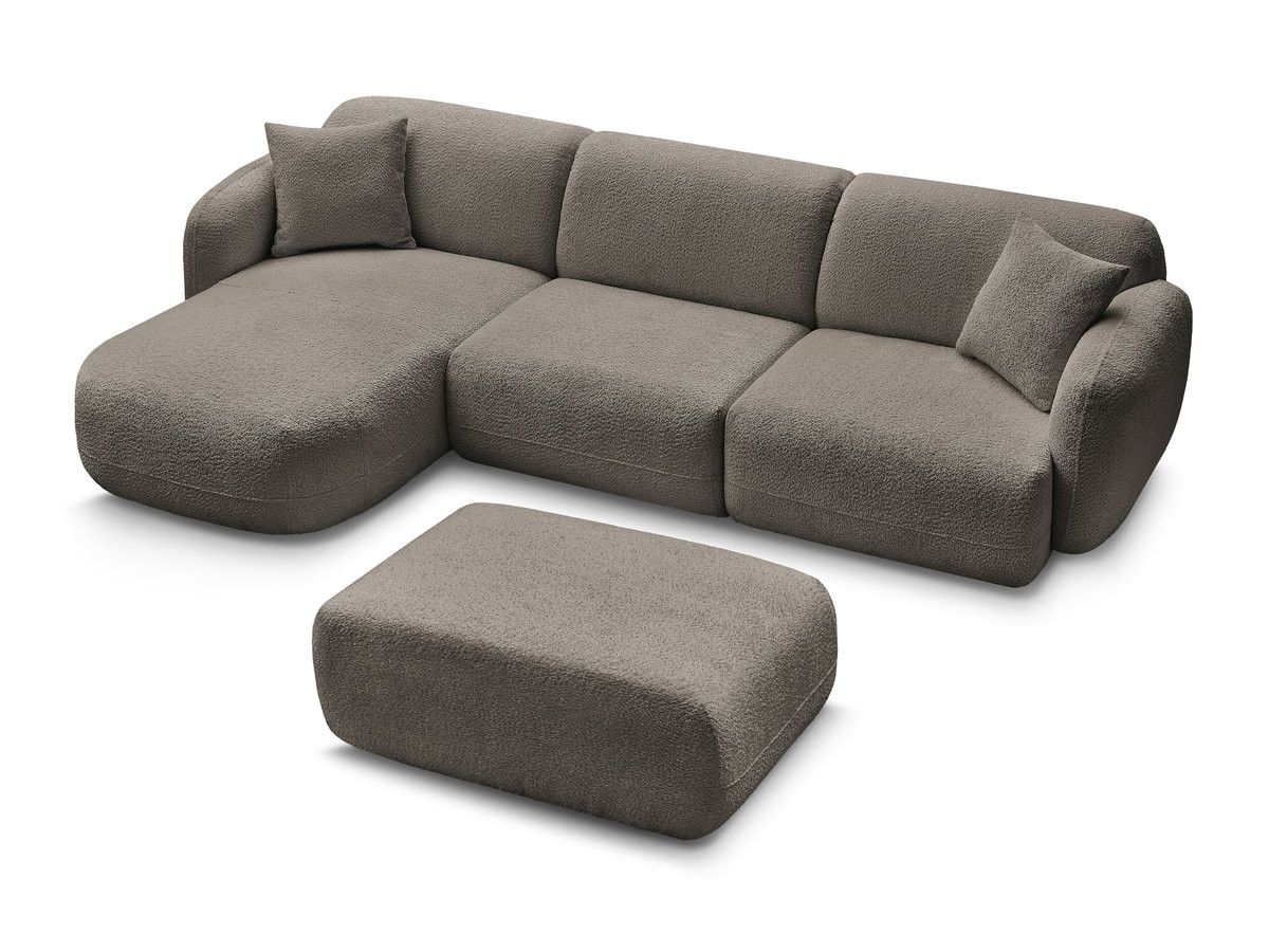 Bobochic Anda Ecksofa mit Pouf 292 × 163 cm Chenille Taupe Ecke links
