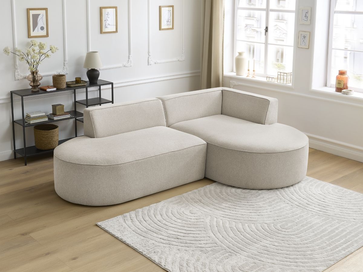 Bobochic Rousseau Ecksofa Melange-Stoff Beige Ecke rechts