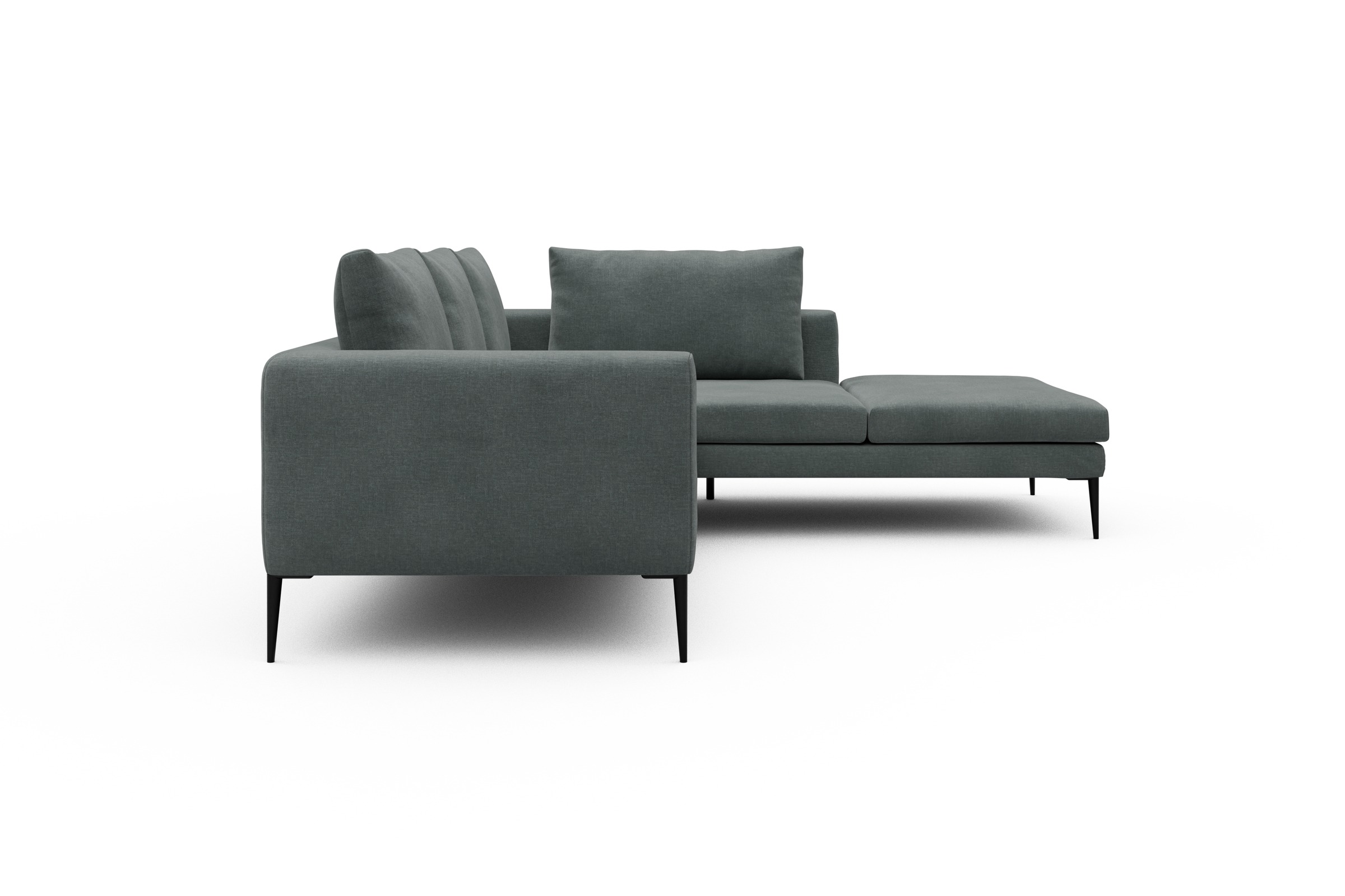 Ecksofa Paul Relax-Ecke rechts mit 2-Sitzer Smooth-Silver-Grey