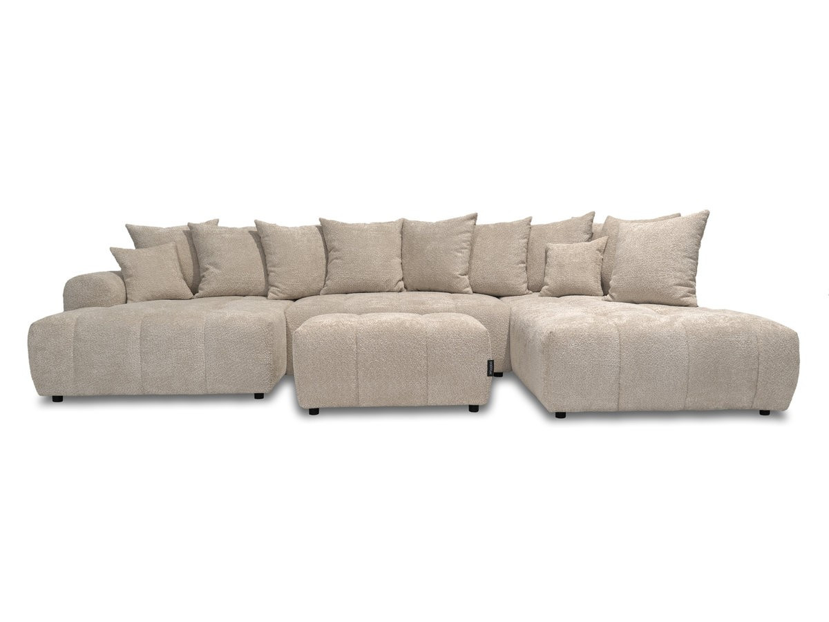 Bobochic Roxelane Wohnlandschaft mit Pouf Bouclé-Stoff Beige Ecke links