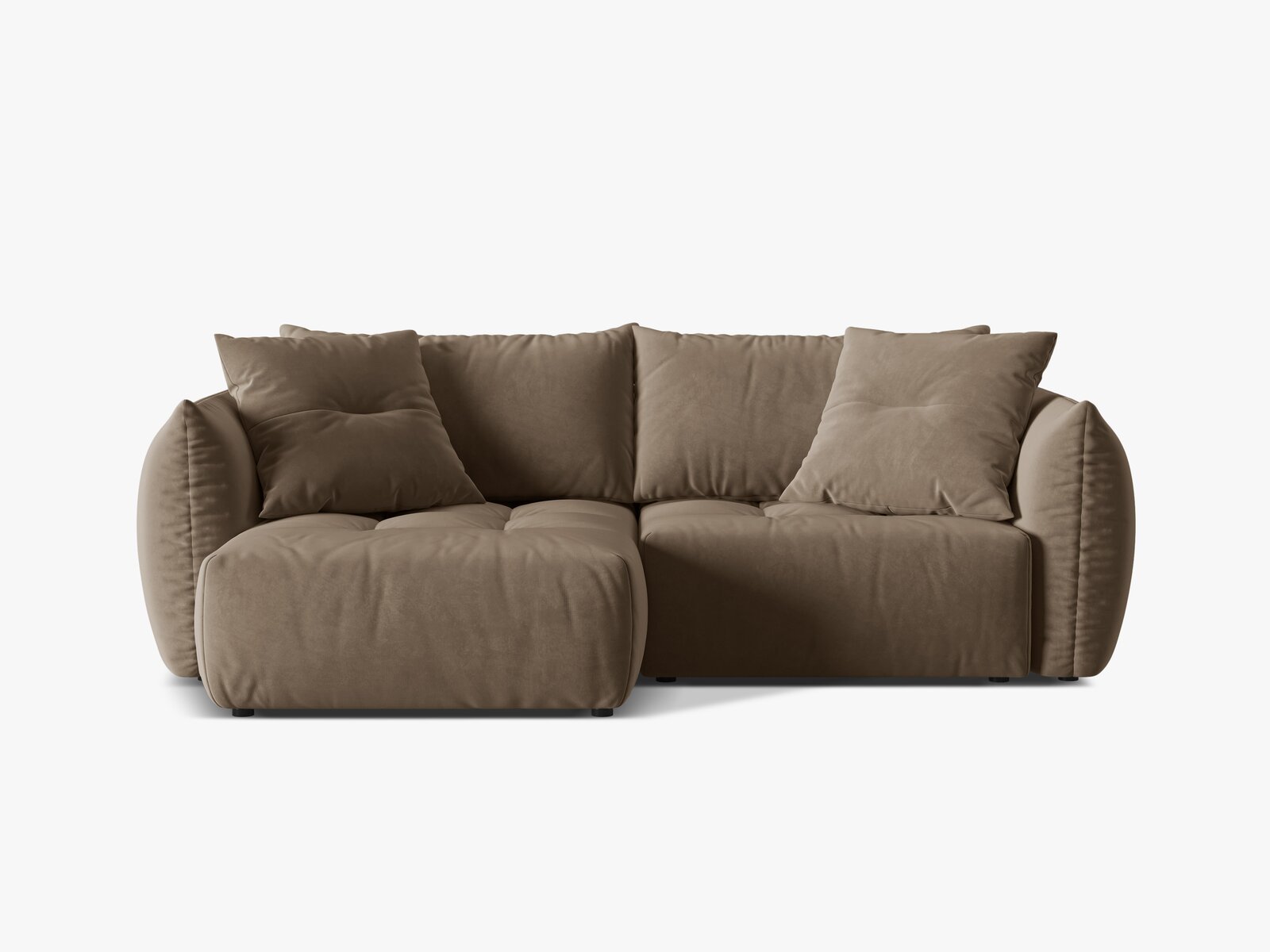 Micadoni Bloom Ecksofa 3-Sitzer mit Schlaffunktion Links Samt Casino Hellbraun