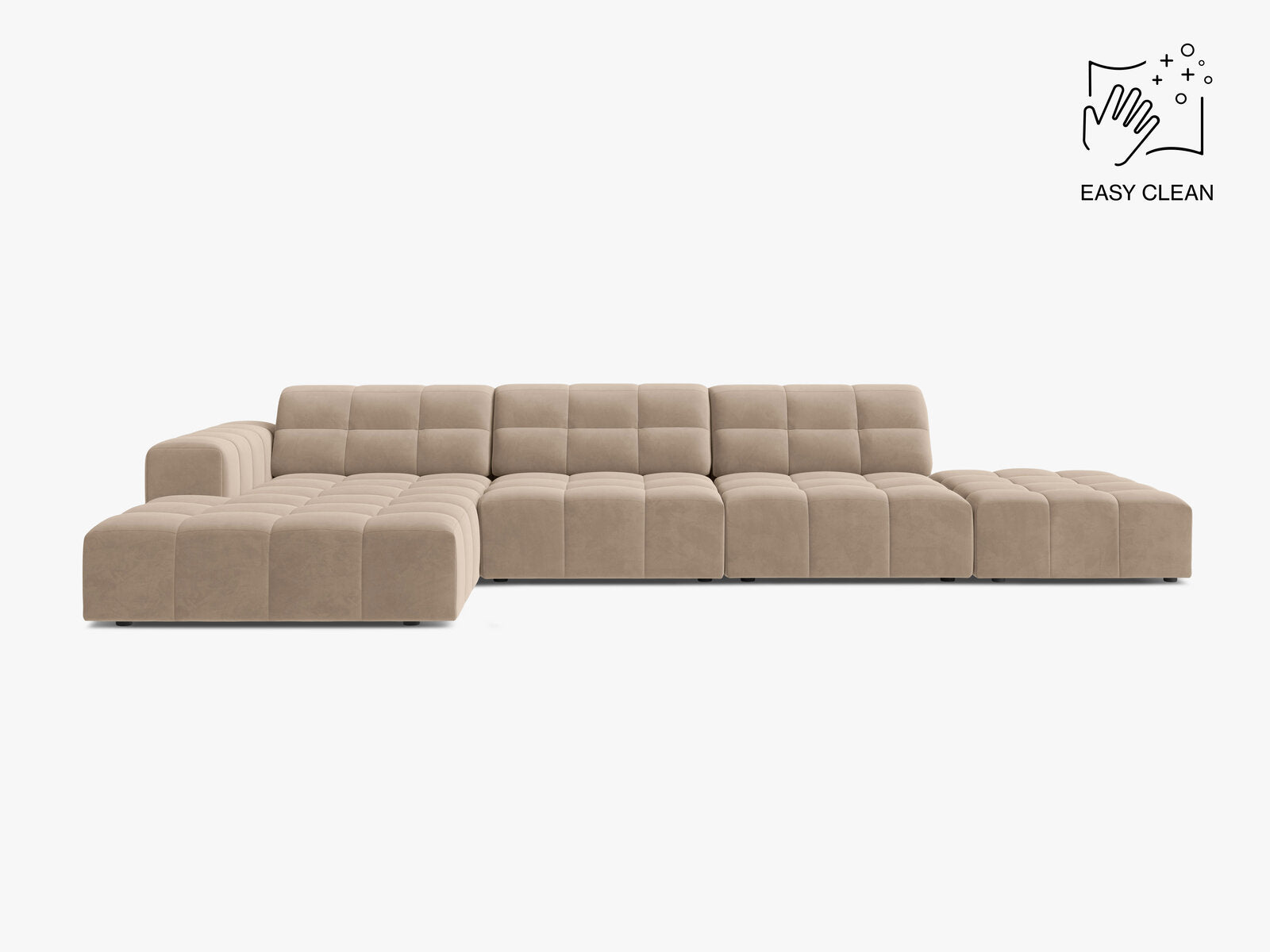 Micadoni Ecksofa Jennifer 5-Sitzer Links Samt Venus Beige