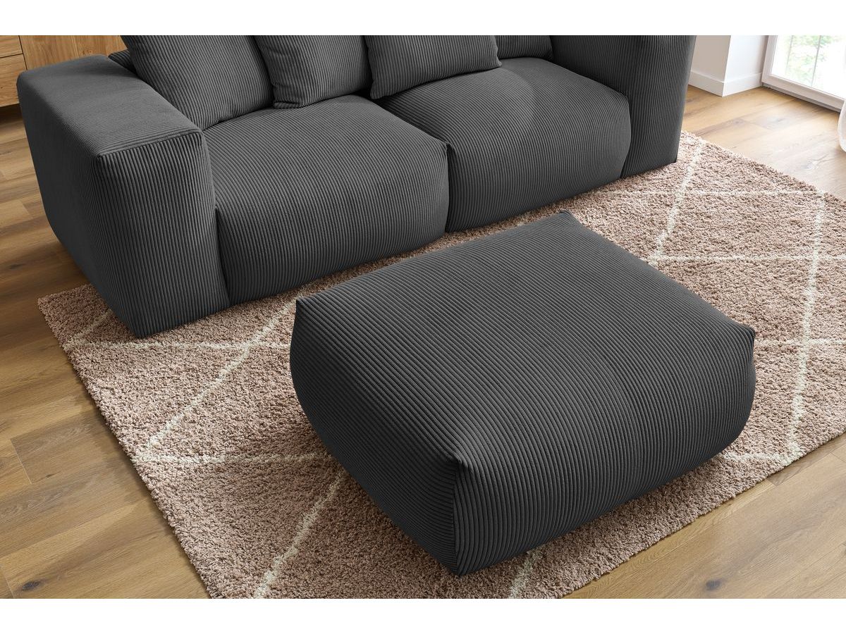 Bobochic Voltaire Sofa 4-Sitzer mit Pouf 248 × 100 cm Cordsamt Dunkelgrau
