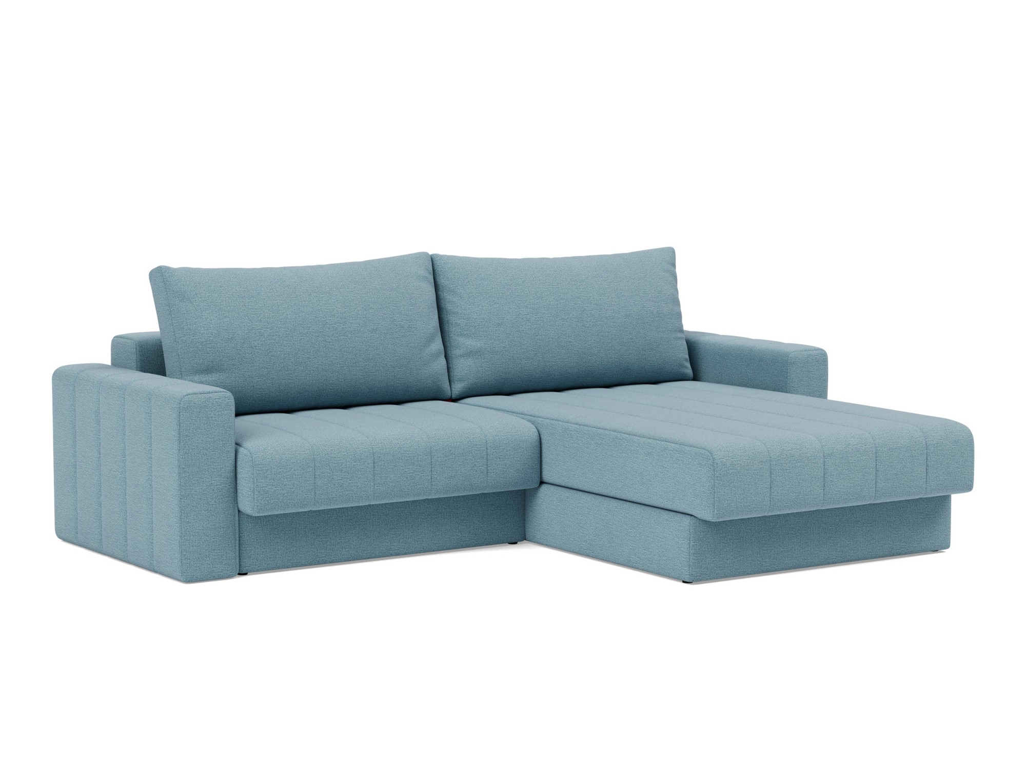 Schlafsofa Akello mit Chaiselongue und Armlehnen Flachgewebe Mixed Dance 525-Light-Blue