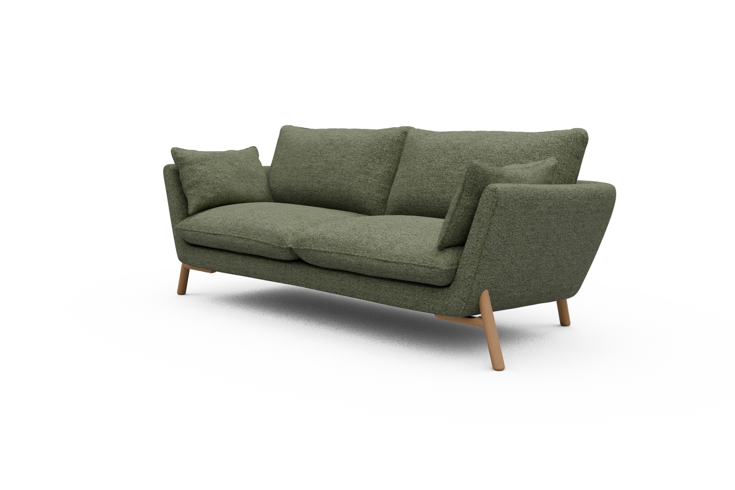 Sofa Emil 3-Sitzer Beinfarbe Eiche Natur Carreno-Vivid-Green