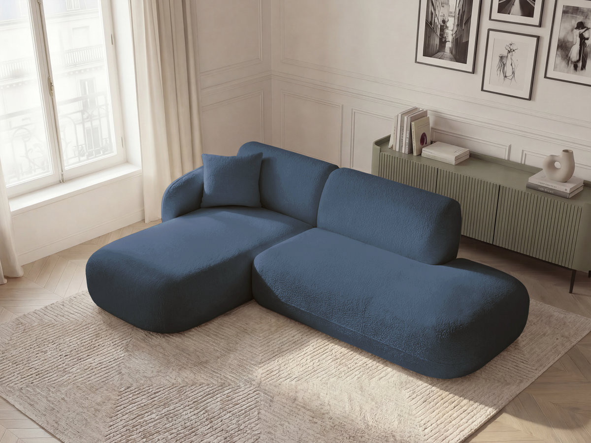 Bobochic Anda Ecksofa 241 × 163 cm Chenille Dunkelblau Ecke links