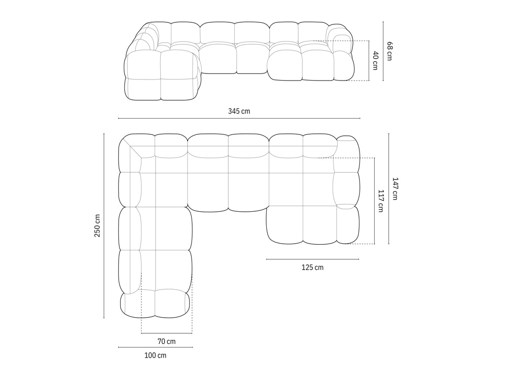 Cosmopolitan Design Panoramasofa Loretto 5-Sitzer Samt Vogue Tiefes Petrol Links