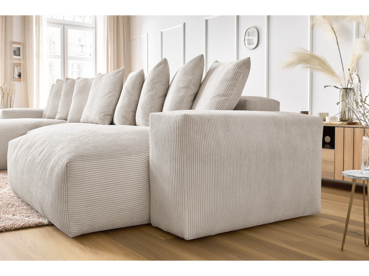 Bobochic Voltaire Wohnlandschaft 420 × 174 cm Cordsamt Beige