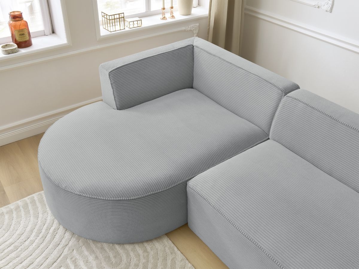 Bobochic Rousseau Ecksofa Cordsamt Hellgrau Ecke links