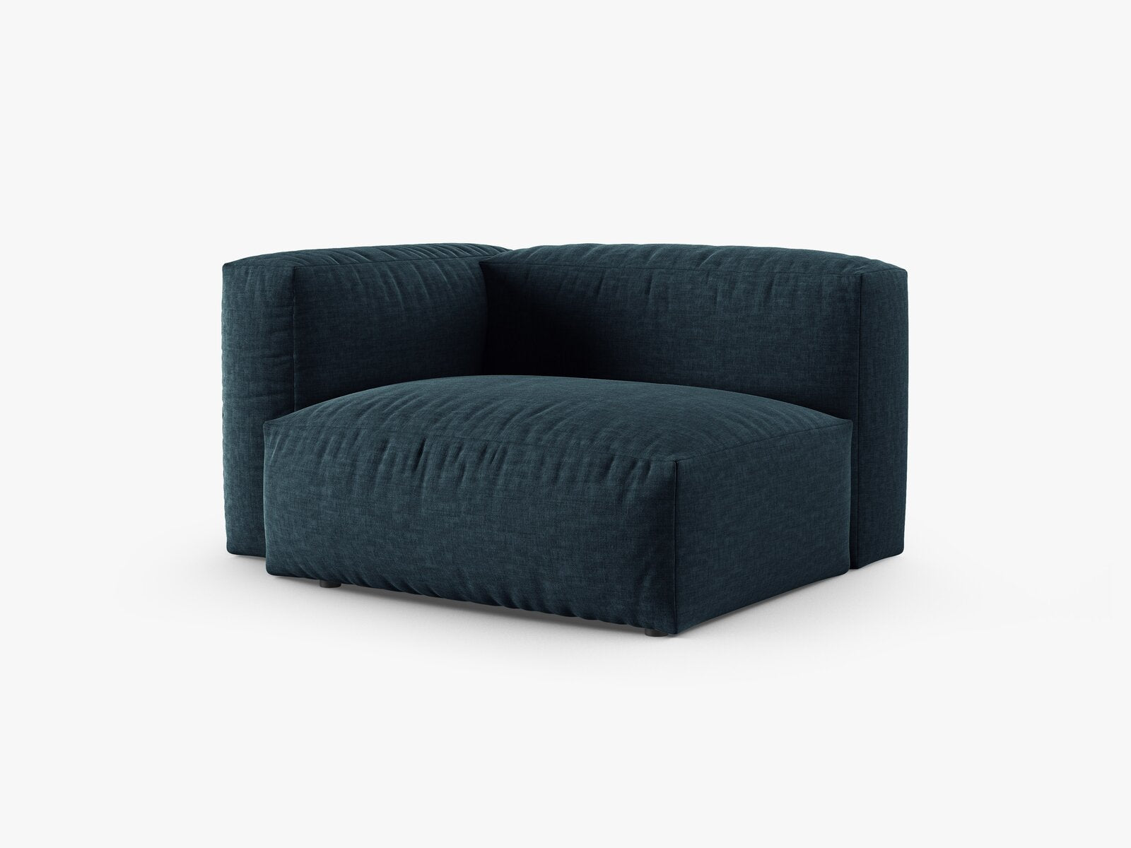Micadoni Eckmodul mit Armlehne Martina 1-Sitzer 90cm Sitztiefe Links Strukturierter Stoff Boston Jeansblau