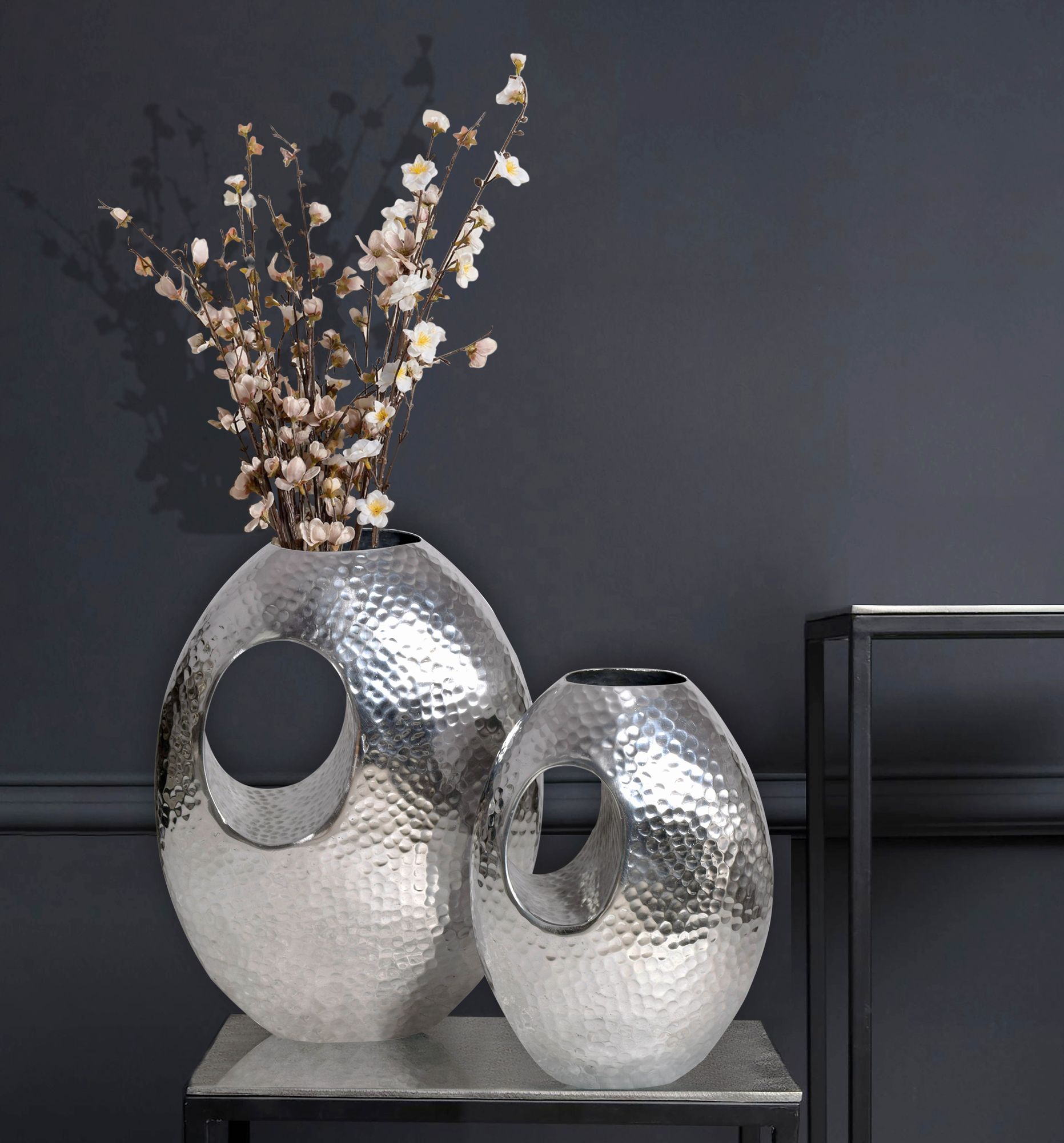 Tischvase Vikeland Aluminium Silber 29 × 17 × 39 cm
