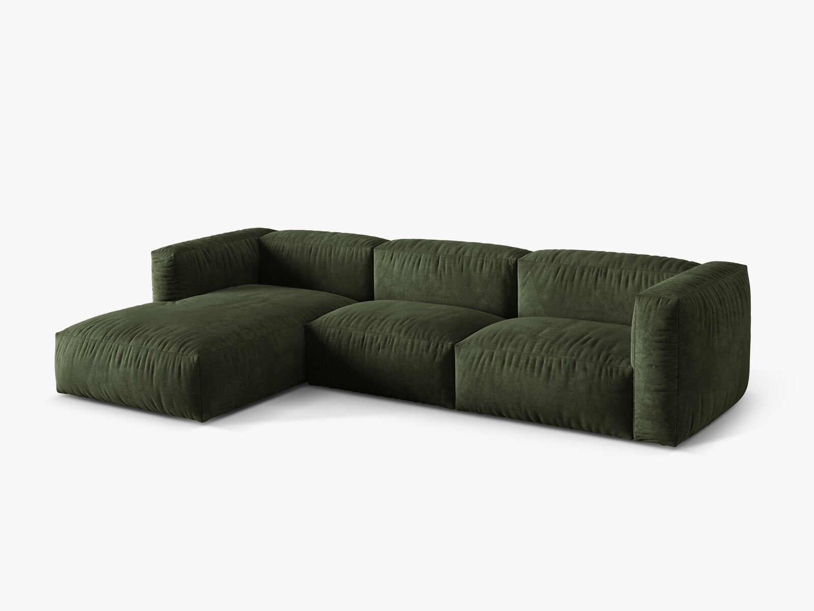 Micadoni Ecksofa Martina 3-Sitzer Links Samt Vogue Grün