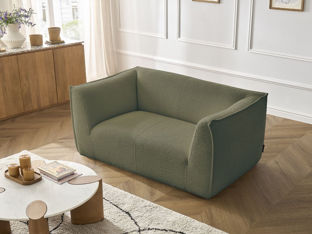 Bobochic Giorgia Sofa 2-Sitzer Bouclé-Stoff Grün
