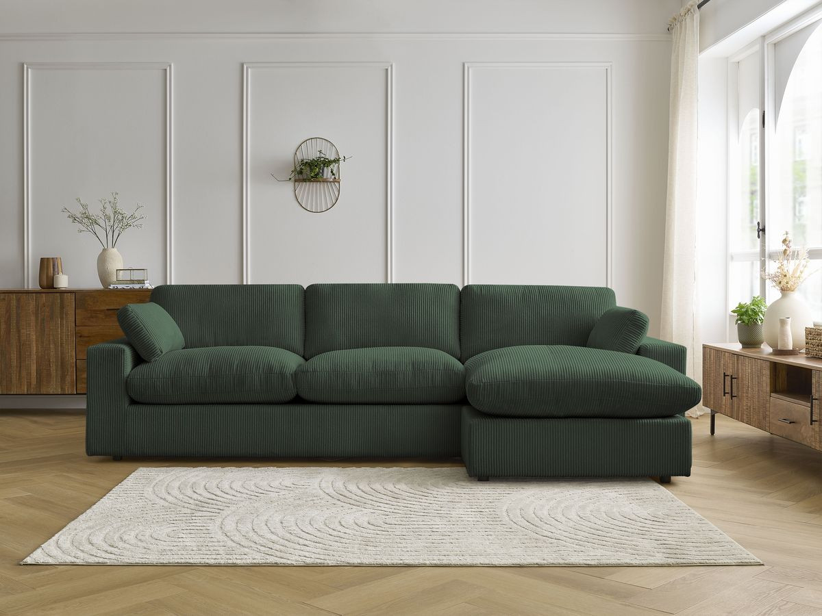 Bobochic Belair Ecksofa 280 × 139 cm Cordsamt Grün