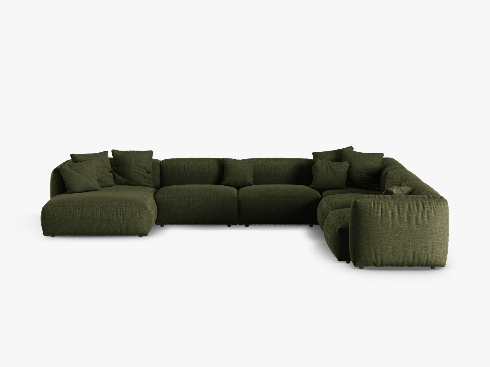 Micadoni modulares Ecksofa XL Martina 6-Sitzer 90cm Sitztiefe Rechts Strukturierter Stoff Boston Grün