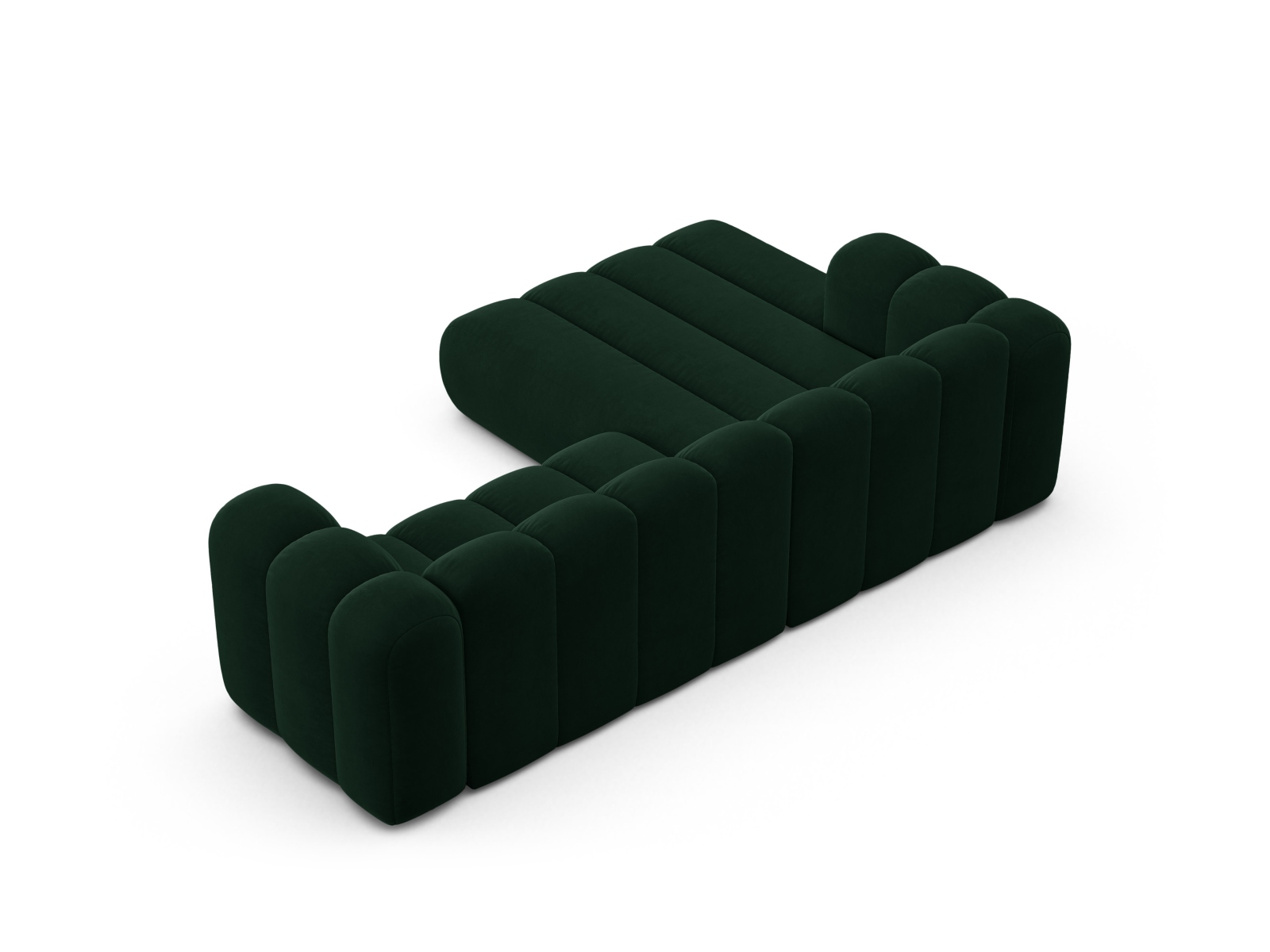 Micadoni Modulares Ecksofa Lupine 4-Sitzer mittelgroß Links Samt Salvador Flaschengrün