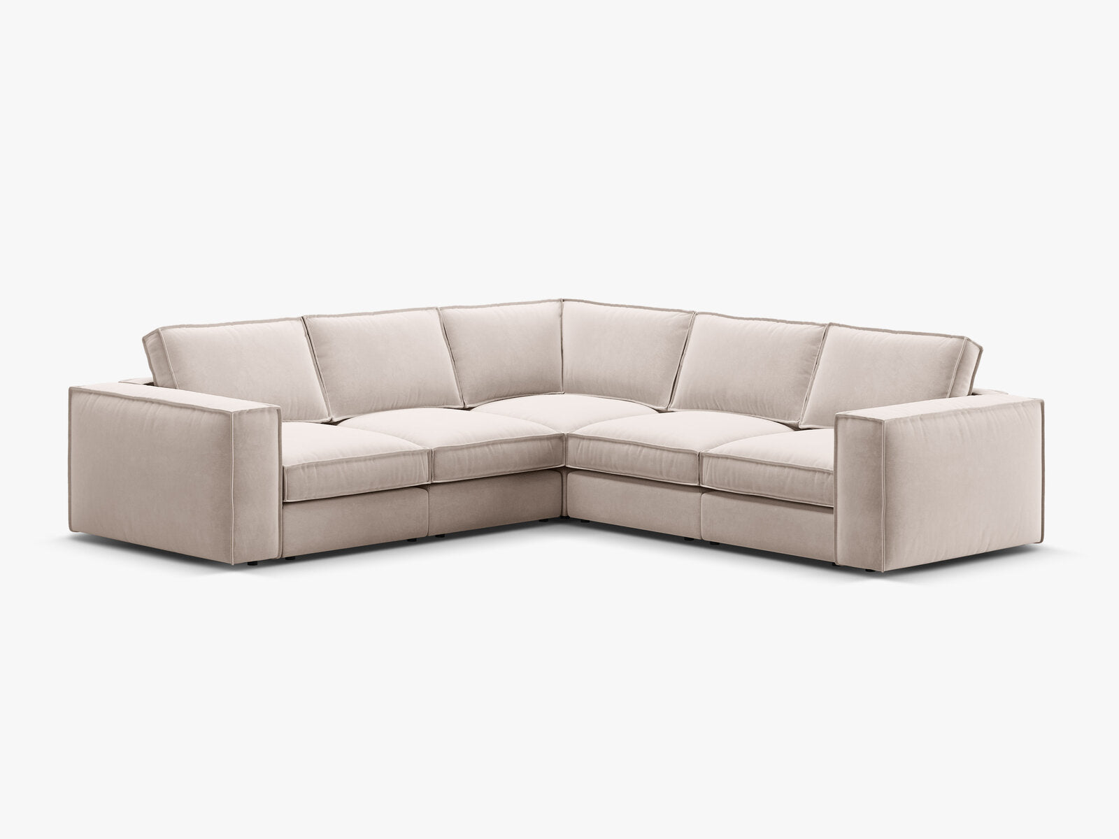 Micadoni symmetrisches modulares Ecksofa Pola 4-Sitzer Beige