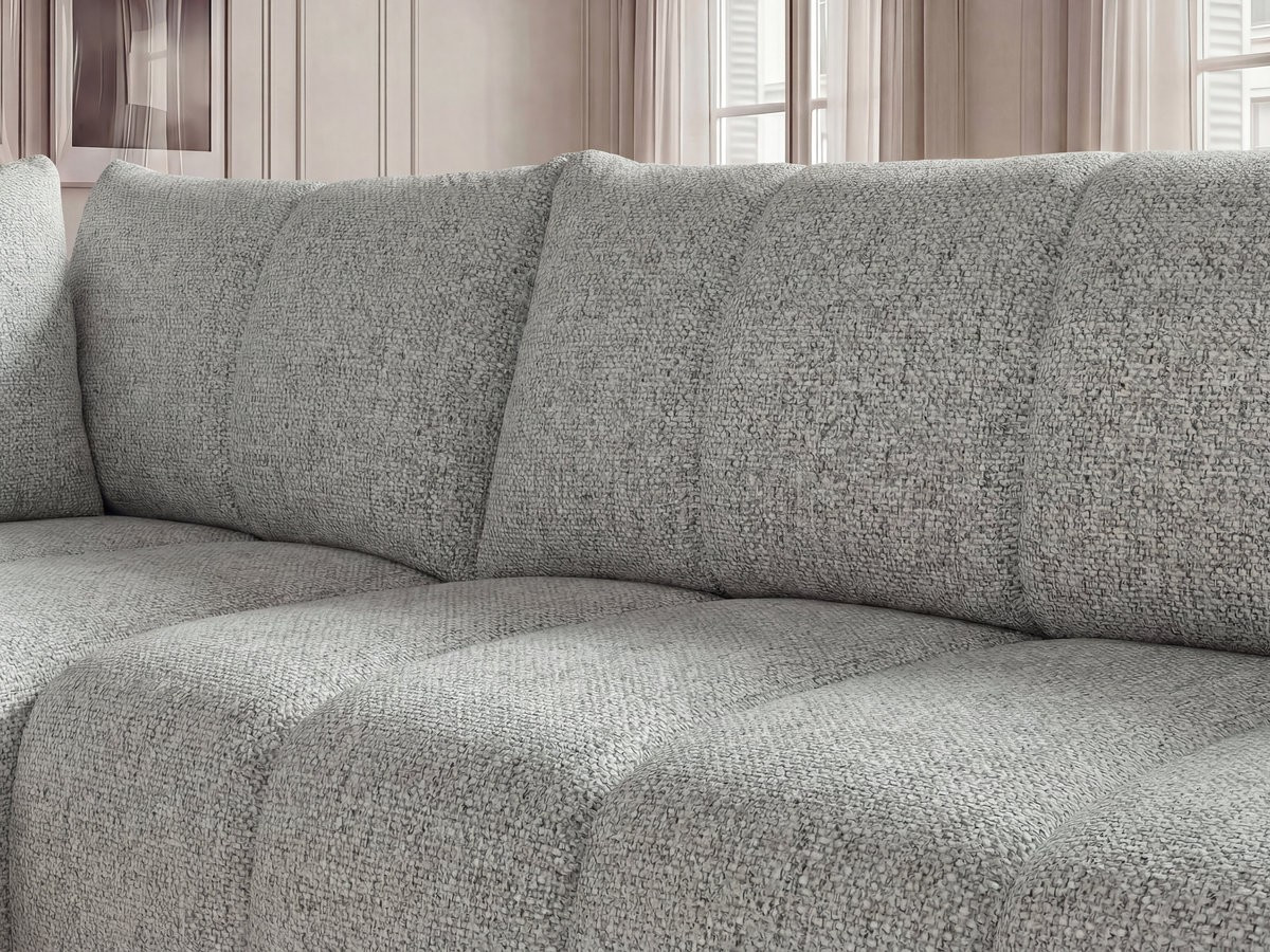 Bobochic Nesty Ecksofa in L-Form, 256 cm, mit Pouf Melange-Stoff Hellgrau Ecke links