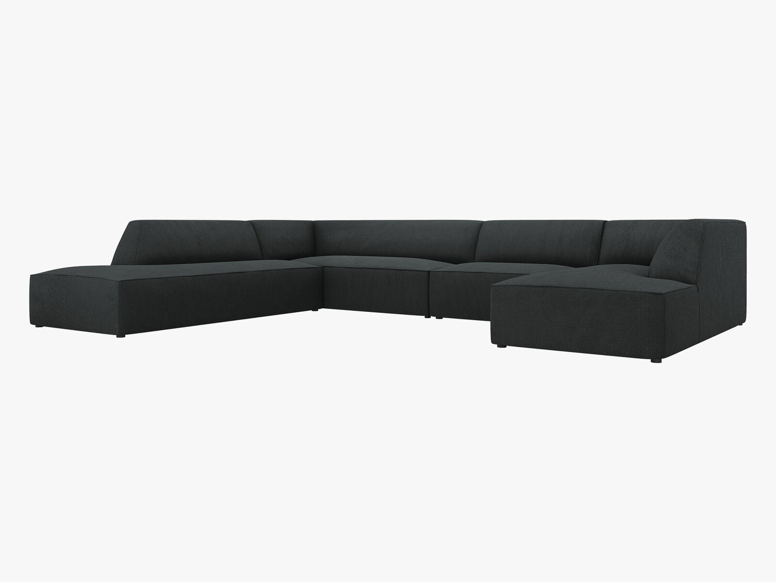Micadoni Panorama-Ecksofa Ruby 7-Sitzer Links Kord Scala Schwarz