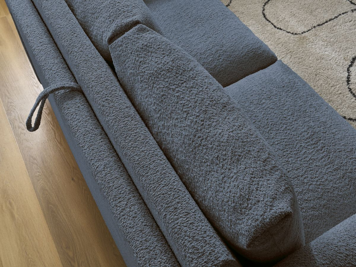 Bobochic Cocoone Schlafsofa 3-Sitzer Bouclé-Stoff Dunkelblau, Liegefläche 160 × 200 cm