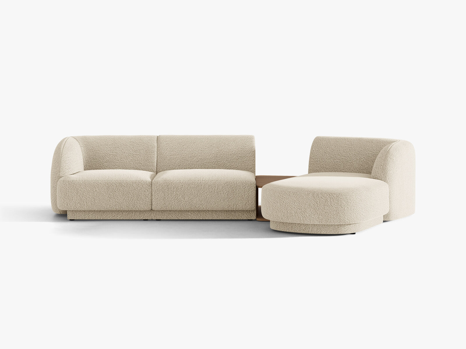Micadoni Modulares Sofa Miley mit Recamiere 3-Sitzer Rechts Boucle Baloo Beige